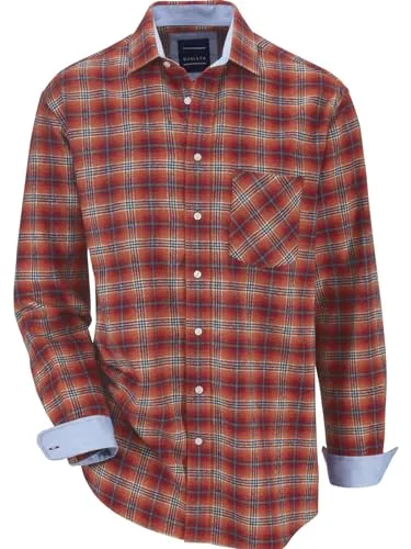 BABISTA Herren Flanellhemd Floreverti stylisches Karohemd aus Flanell mit Kentkragen und Brusttasche, warmes Hemd mit weichem Griff für Herbst und Winter, Reine Baumwolle rot, XL - 43/44