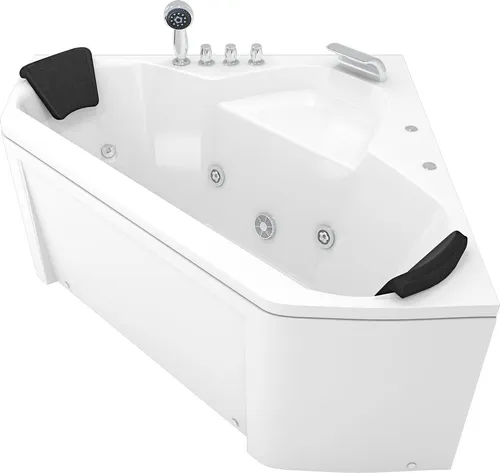Whirlpool Pool Badewanne W02-TH 135x135cm - Sanitäranlagen & Zubehör - Moderner Whirlpool für 2 Personen mit Wasserfall und 12 Düsen für entspannende Wassermassagen, aus hochwertigem, kratzfestem Polyacryl.