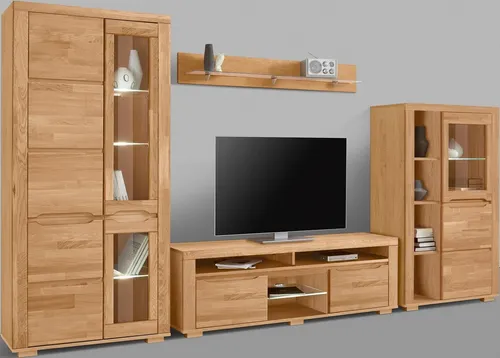 OTTO home Wohnwand Denis, 4-teilig aus teilmassivem Holz von OTTO home