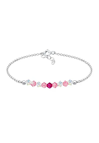 Elli Armband Kinder Beads Rosa 925 Sterling Silber mit Swarovski® Kristallen - Schickes Armband aus 925 Sterling Silber, verziert mit rosafarbenen Swarovski® Kristallen. Ideal für kleine Fashionistas und perfekt für festliche Anlässe oder den Alltag. Ein bezauberndes Geschenk, das jedes Outfit aufwertet.