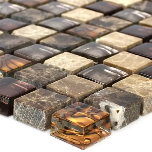Glas Naturstein Mosaikfliesen Braun Beige Boden Duschwand Badezimmer Bad Bergamo