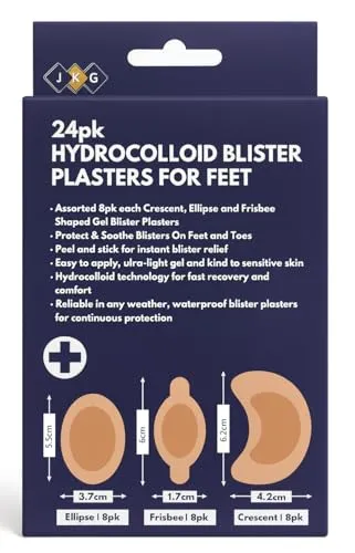 Blasenpflaster – Hydrokolloid Gel-Pads für Fersen, Füße, Zehen – wasserdichte Erste-Hilfe-Blisterprävention Behandlung & Heilung – Fußkissen für Wandern, Laufen, Walking, Reisen & Sport 24