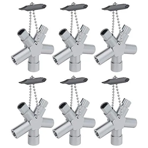 ABSINA Universalschlüssel 6er Pack – Multifunktionswerkzeug für Schaltschränke und Absperrsysteme - Praktischer Universalschlüssel für gängige Schränke und Absperrsysteme. Kompakt, robust und ideal für Technik und Bau. Perfekt für den Werkzeugkoffer!