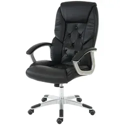 PROREGAL Profi-Bürostuhl XXL | HxBxT 125x68x77 cm | Sitzhöhe 51cm | 150kg belastbar Kunstleder | Schwarz | Chefsessel Drehstuhl