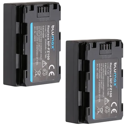 2x Blumax Akku für Sony NP-FZ100 – Zuverlässige Energie für Ihre Alpha-Kamera - Hochwertiger Li-Ion Akku mit 2040 mAh für Sony Alpha-Kameras. Ideal für längere Aufnahmen und schnelle Wechsel – perfekt für kreative Momente.