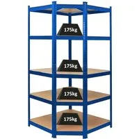 PROREGAL® Eckregal Ragnar - Vielseitiges Eckregal mit 175 kg Traglast - Eckregal für optimale Raumnutzung, hohe Traglast von 175 kg pro Ebene, einfache Steckmontage ohne Werkzeug, ideal für Lager und Werkstatt.