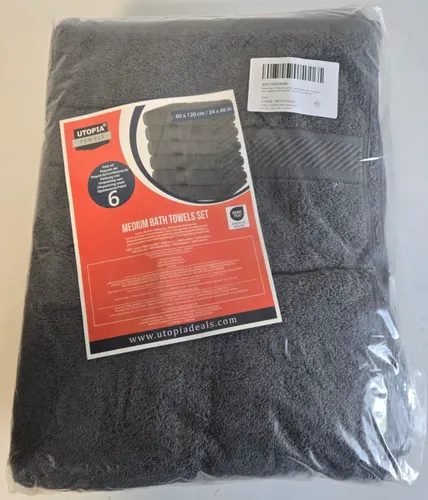 Utopia Towels Badetücher 6 Pack  60 x 120cm  Grau (0252 E2)