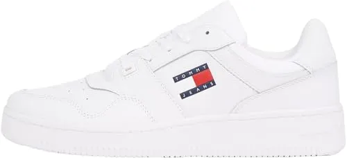 Tommy Hilfiger Herren Sneakers aus Leder in Weiß, Größe 40 - Herren Sneakers von Tommy Hilfiger aus hochwertigem Leder, rutschhemmende Laufsohle und herausnehmbare Decksohle für optimalen Komfort. Ideal für lässige Outfits.