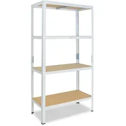 shelfplaza Schwerlastregal HOME, 4 Böden, 175 kg Tragkraft - Schwerlastregal für Keller, Garage und mehr mit 4 stabilen Böden, jeder bis 175 kg belastbar. Ideal für professionelle Ordnung und hohe Flexibilität in der Handhabung.
