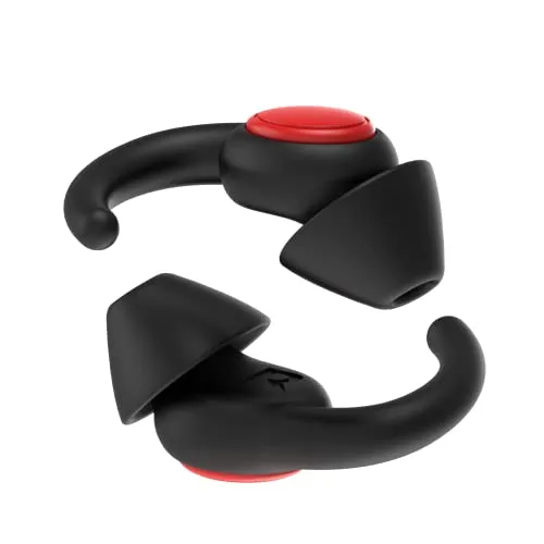 Fitciz Gehörschutz Ohrstöpsel für Konzert, Ohrstöpsel für Festivals, Musik, Partys, DJs, und Events. Konzert Ohrenstöpsel mit Mittlerer Grad der Geräuschreduzierung, Earplugs Concerts (Schwarz Rot)