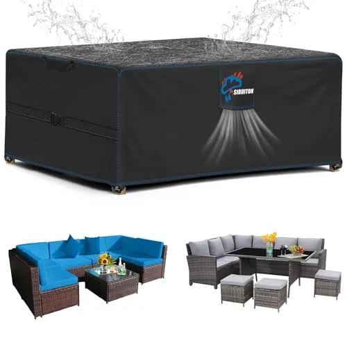 SIRUITON 180x120x74cm Gartenmöbel Abdeckung mit Belüftungsöffnungen, Wasserdicht, Winddicht, UV-Beständiges, Schwerlast,Reißfest 420D Oxford Abdeckplane Gartenmöbel, Abdeckung Gartenmöbel Winterfest