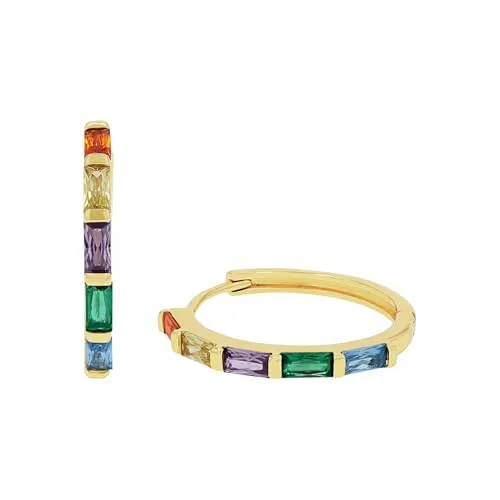 s.Oliver Creolen 925 Sterling Silber Damen Ohrschmuck - Ohrringe für Damen, glänzendes 925 Sterling Silber, funkelnde Zirkonia im Rainbow Look, ideal als modisches Accessoire für jeden Tag, kommt in Geschenkbox