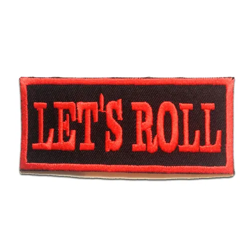 'Aufnäher / Bügelbild - LET''S ROLL Rock - rot - 8.7 x 3.9 cm - Patches Aufbügel