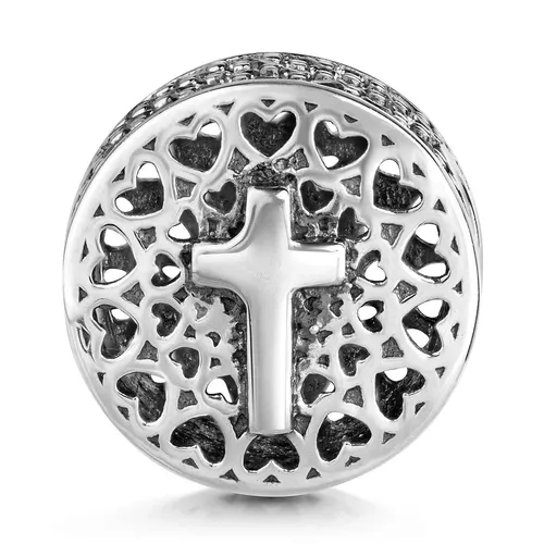 MATERIA Kreuz Bead Religion Liebe Zirkonia 925 Silber