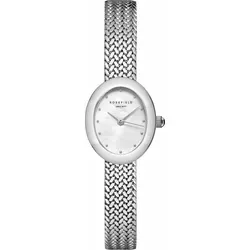 Rosefield Mini Oval Silver Uhr für Damen - Elegante Armbanduhr im Vintage-Stil mit schmalem Mesh-Armband, wasserdicht bis 3 ATM - das perfekte Geschenk für jede Gelegenheit.