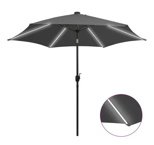 furnicato Sonnenschirm mit LED-Beleuchtung, 300 cm Anthrazit