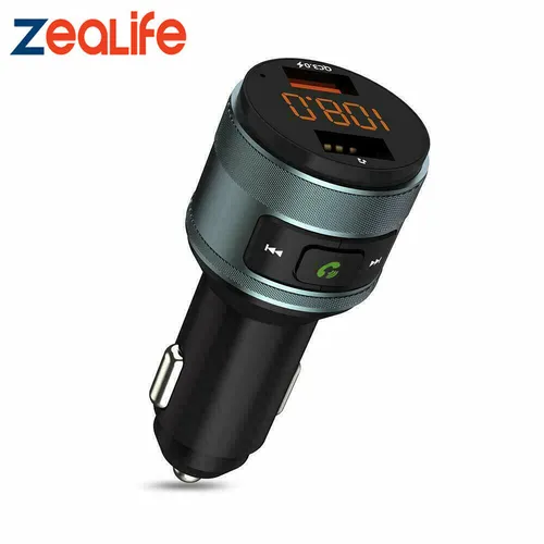 Bluetooth 5.0 FM Transmitter mit QC 3.0 Dual USB Ladegerät - Transmitter für Bluetooth-Verbindung und freihändiges Telefonieren, mit schnellem QC 3.0 Ladegerät und LCD Bildschirm für einfache Bedienung.