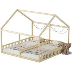 Flieks Polsterbett, Leinen Einzelbett Massivholzbett 90x200cm ohne Matratze grau 97 cm x 208 cm x 111 cm