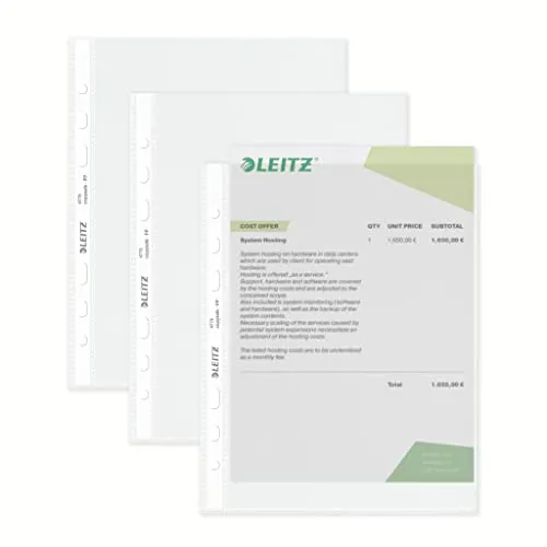 Leitz Standard Prospekthüllen-Set, 15 Stück, A5 Format, Glasklar mit glänzender Oberfläche, Obere Öffnung, 0,075 mm PP-Folie, 47756002