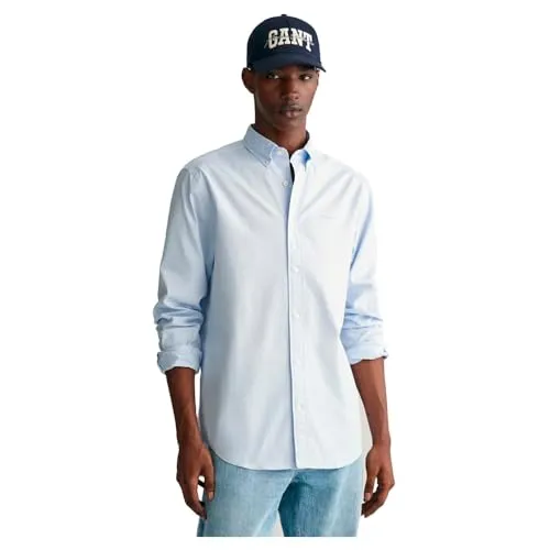 Gant Oxford Regular Fit Long Sleeve Shirt 2XL - Herrenhemd in light blue, hochwertiger Stoff und zeitloser Schnitt für eleganten Tragekomfort.