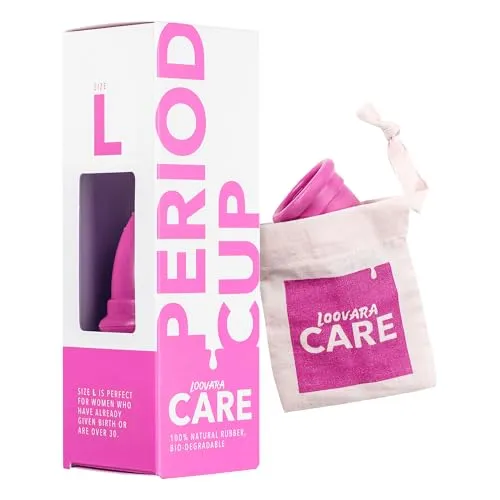 Loovara Menstruationstasse Menstrual Cup Größe L aus 100% Naturkautschuk - silikonfrei, Ohne Bleichmittel, Lebensdauer bis zu 10 Jahre