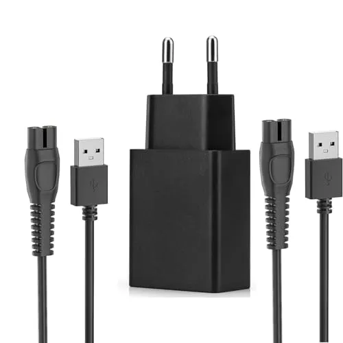 Aukru 5V Netzteil Ladegerät mit 2er-Pack ladeKabel für Philips OneBlade 360 Face & Body QP2724 QP2734 QP2824 QP2834 MG5910 MG7910 MG9510