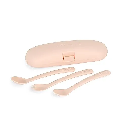 Miniland Picneat Dolce Candy. Besteckset für Babys und Kleinkinder, anatomisch geformt, mit Schutzetui.