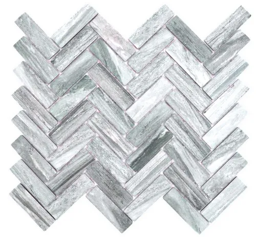 Fischgrät Mosaikfliese Keramik Steinoptik grau Duschrückwand Fliesenspiegel M .