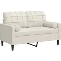 vidaXL 2-Sitzer-Sofa mit Zierkissen Creme 120 cm - Elegantes 2-Sitzer-Sofa aus weichem Samt mit abnehmbaren Kissenbezügen, ideal für gemütliche Stunden in deinem Wohnzimmer. Robustes Metallgestell sorgt für Stabilität und Langlebigkeit.