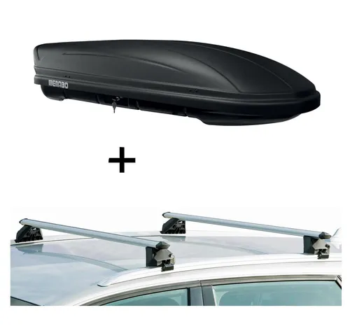 Dachbox MAA400L matt + Relingträger CRV120A für Opel Omega B SW 94-06