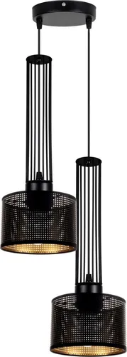 Hängelampe Metall Loft E27 2-flammig Schwarz Gold - Moderne Pendelleuchte im industriellen Stil, ideal für Esstische oder Wohnzimmer. Aus robustem Metall gefertigt, sorgt sie für eine stilvolle Beleuchtung in jedem Raum.