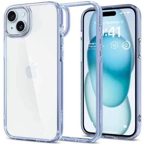 Spigen für iPhone 15 Ultra Hybrid Hülle [Anti-Yellowing] Case Handyhülle Schutzhülle Cover Transparent Durchsichtig Dünn Slim -Sky Crystal