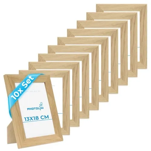 PHOTOLINI Bilderrahmen 10er Set – Big Pack für kreative Wandgestaltung - Gestalten Sie Ihre individuelle Bilderwand mit diesem 10er Set stabiler Bilderrahmen aus Massivholz und praktischem Zubehör. Ideal für Fotos, Postkarten und Erinnerungsstücke.