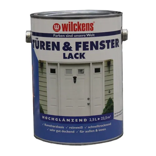 Wilckens Türen & Fensterlack 2,5 l - Hochwertiger Weißlack für Fenster und Türen, ideal für innen und außen. Mit hervorragender Glanzhaltung und schnelltrocknender Formel für einfache Verarbeitung.