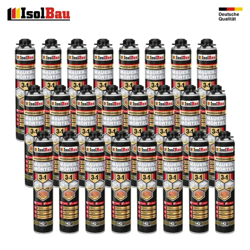 Mauermörtel Pistolenschaum 3in1 PU-Mörtel 750ml - Bauschaum für vielseitige Anwendungen: Ideal zum Auffüllen und Isolieren, temperaturbeständig von -80°C bis +200°C, ergiebig bis 10 m² pro Dose.