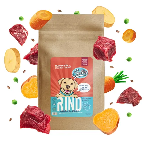 Sollis getreidefreies Trockenfutter für Hunde – Rind Regular Adult 6kg - Hundefutter ohne Getreide, ideal für wählerische Hunde. Mit hochwertigem Angus-Rind, Süßkartoffeln und Fischöl für gesunde Haut und Fell.