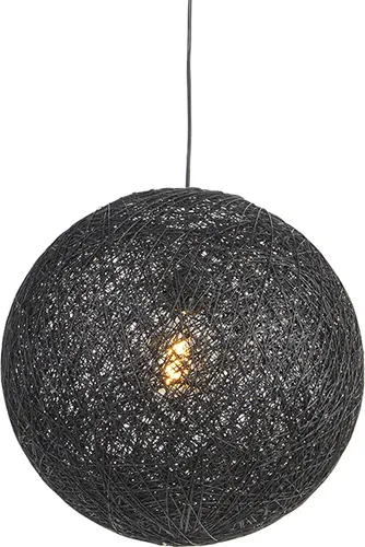 Qazqa Modern Design-Hängeleuchte schwarz Kugel 45cm - Hängeleuchte im modernen Design, ideal für Wohnzimmer und Schlafzimmer. Dimmbar mit E27 Fassung, perfekt für gemütliche Lichtakzente.