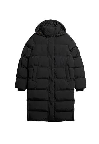 Superdry Herren Lange Steppjacke mit Kapuze Schwarz M von Superdry