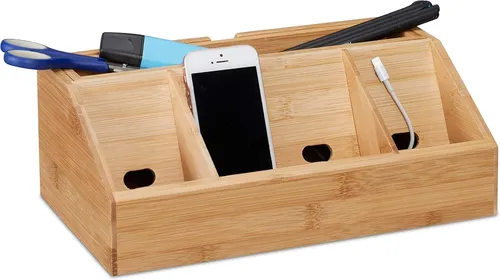 Relaxdays Bambus Schreibtisch-Organizer