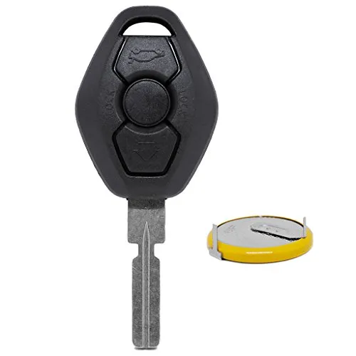 Auto Schlüssel Funk Fernbedienung 1x Gehäuse 3 Tasten + 1x fest eingegossener Rohling HU58 + 1x LIR2025 Akku Batterie für BMW