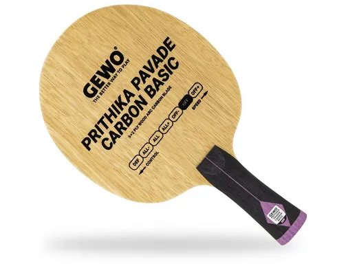 Gewo Tischtennisschläger GEWO Holz Prithika Pavade Carbon Basic gerade - Hochwertiger Tischtennisschläger mit geradem Griff, ideal für präzise Schläge. Perfekt für ambitionierte Spieler, die Wert auf Qualität legen.