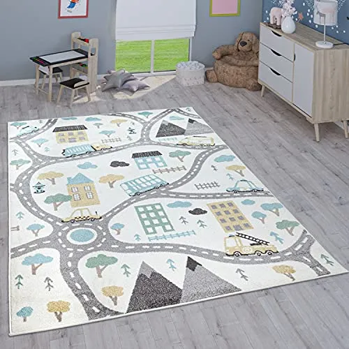 Paco Home Kinderteppich Teppich Kinderzimmer Mädchen Jungs Verschiedene Motive Und Größen, Grösse:133x190 cm, Farbe:Creme 3