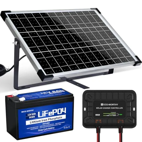 ECO-WORTHY 25W 12V Solarpanel Kit mit Lithiumbatterie