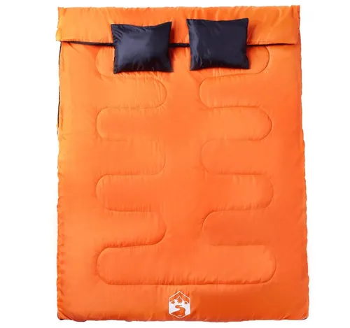 vidaXL Doppelschlafsack mit Kissen für 2 Personen - Schlafsäcke für 3-4 Jahreszeiten, wasserfest und mit 2-in-1-Funktion für Paare oder Einzelpersonen. Ideal für Camping und Outdoor-Abenteuer.