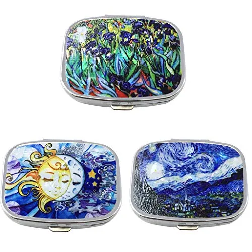 Feelairy 3 Stück Tragbare Pillenbox Pillendose aus Metall, Wasserdicht 2 Fächer Klein Pillenetui für Unterwegs, Vitamine Medizin Tablet Organizer Case Pill Box für Tägliche und Reise Verwenden
