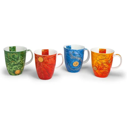 TeaLogic Becher-Set (4 Stück) - Fine Bone China Porzellan - Thermobehälter aus feinem Knochenporzellan, ideal für stilvolle Teemomente mit einem Volumen von 0,4 l pro Becher.