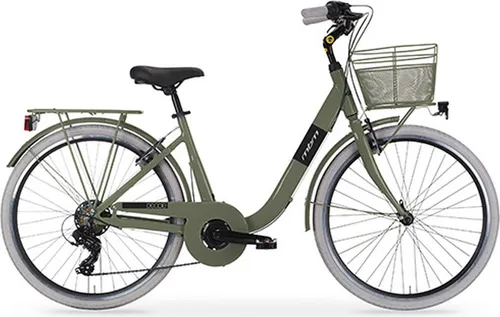 MBM Citybike PEOPLE Lady 26 Zoll, oliv - Fahrräder mit 7-Gang SHIMANO Schaltung für zügiges Vorankommen, ideal für den Stadtverkehr und im stylischen neuen Look.