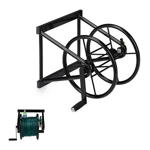 Schlauchaufroller 60 m – Schlauchtrommel mit Wandhalterung - Schlauchwagen & -halter, platzsparende Wandmontage und robuste Stahl-Gummi-Konstruktion für langlebigen Einsatz im Garten.
