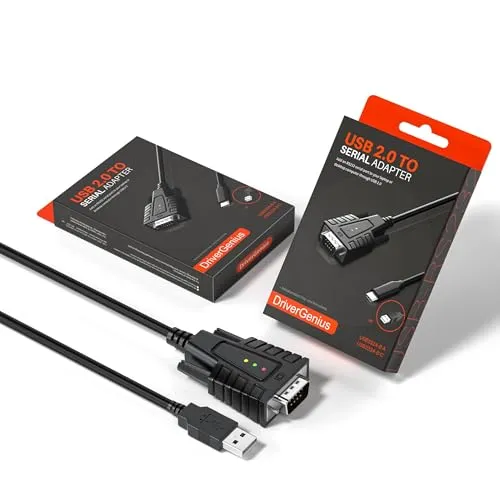DriverGenius SerialEdgeX Serie | USB auf Seriell (DB9) Adapter mit 3 x LEDs -USB2.0 zu RS232 Kabel, Kompatibel mit Windows 11 und macOS 15 【2 Stück/Verpackung】