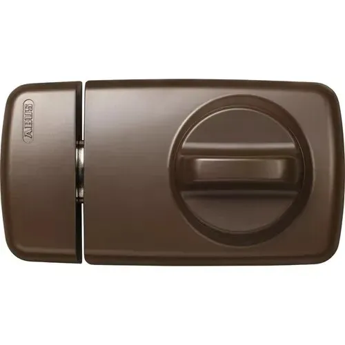 ABUS Tür-Zusatzschloss 7010 braun für Wohnungseingangstür - Türsicherungen mit über 1 Tonne Druckwiderstand, ideal für zusätzliche Sicherheit. Bedienung mit Schlüssel von außen und Drehknauf von innen.